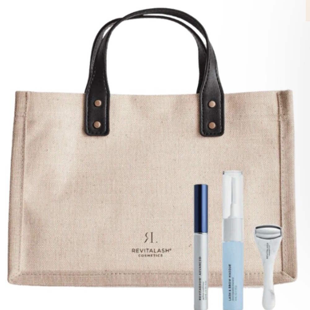 🔥NEW Revitabrow Gift Set w 3.0 Revitabrow, Lash+Brow Mask/Eye Roller/Tote Bag